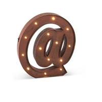 Gerson 12" Rustic Brown Metal Battery Operated LED Lighted Letter "@" with Timer