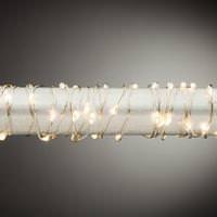 View 60 Light 10' Silver Wire Multi-Function Warm White Battery Operated LED Micro Miniature String with Timer