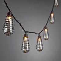 Gerson 10 Light Brown Wire Solar Clear ST40 Spiral Wire Rocket LED Light String