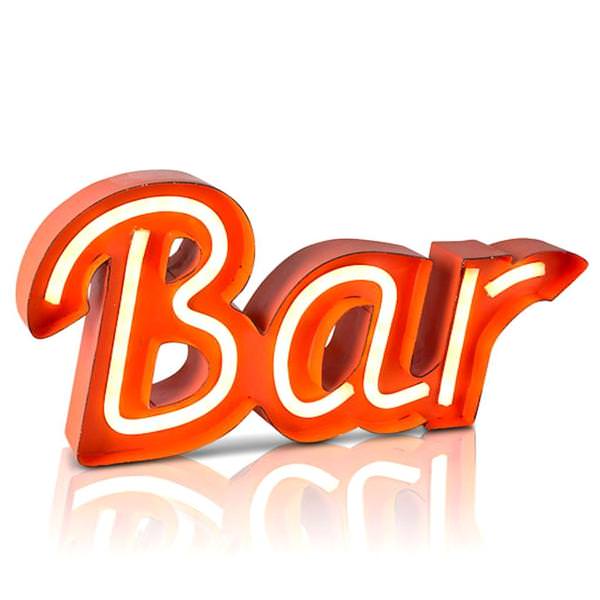 6" x 14" Battery Operated LED Tube Lighted Metal "Bar" Sign with Timer