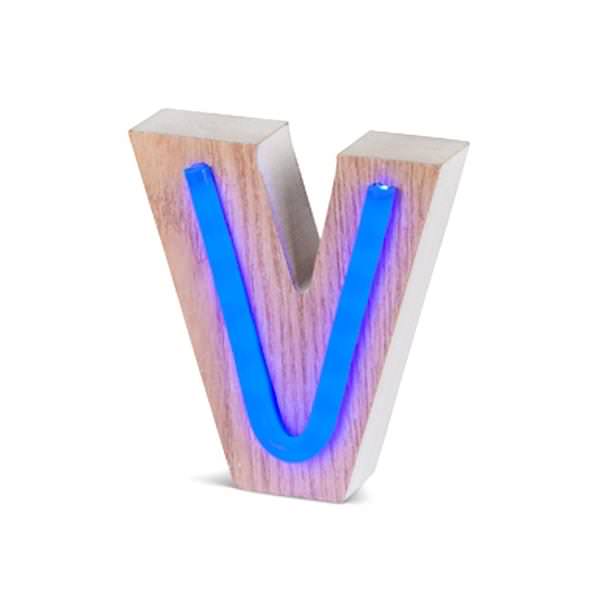 5" Battery Operated Blue LED Tube Lighted Letter "v"