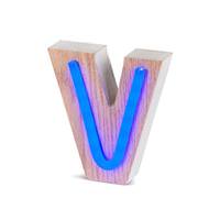 View 5" Battery Operated Blue LED Tube Lighted Letter "v"