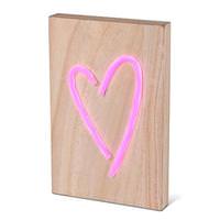 Gerson 7.6" x 11.75" Battery Operated LED Tube Lighted Pink Heart Wood Block with Timer