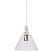 Gerson 1 Light 10" x 11" (Medium Screw Base) Mango Wood Finial Glass Shade  Plug-in Pendant Light Fixture