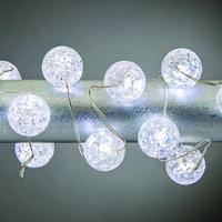 View 10' 30 Light Cool White Crackle Bead Battery Operated Micro LED String with Timer
