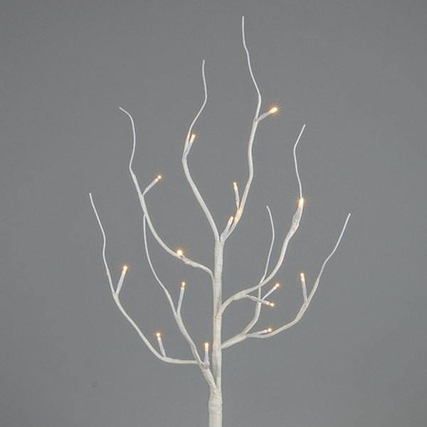 27" Artificial White Wrapped Battery Operated LED Lighted Branch (15 Warm White Lights) (Convertible to Electric with Adapter)