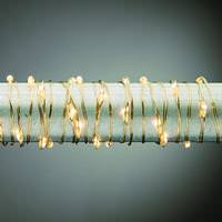 View 30 Light 60" Gold Wire Warm White Battery Operated Micro LED String with Timer