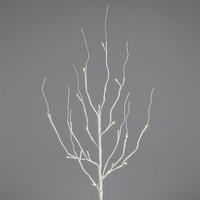 View 39" Artificial White Wrapped Battery Operated LED Lighted Branch (20 Warm White Lights) (Convertible to Electric with Adapter)