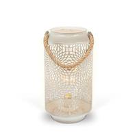 Gerson 11.8" Grey Metal Battery Operated Micro LED Lantern with Timer