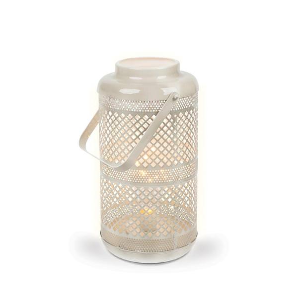15.9" Grey Metal Battery Operated Micro LED Lantern with Timer