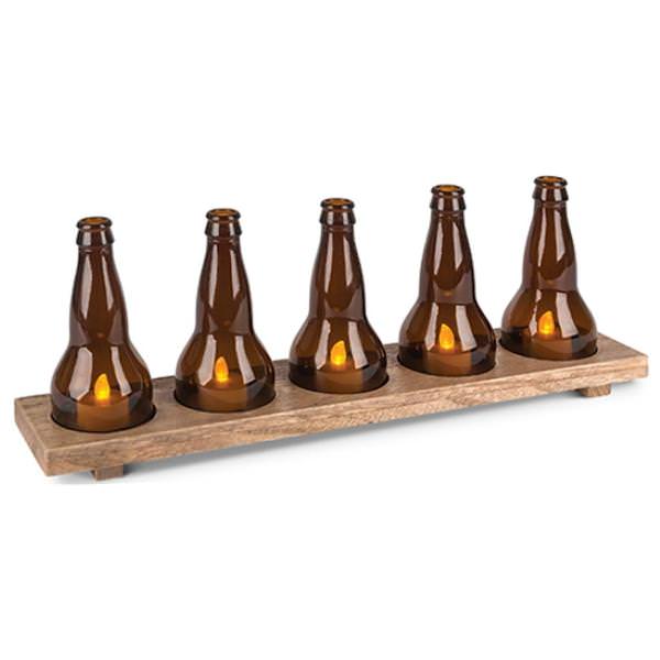 5 Beer Bottled Tealights on Brew Tray