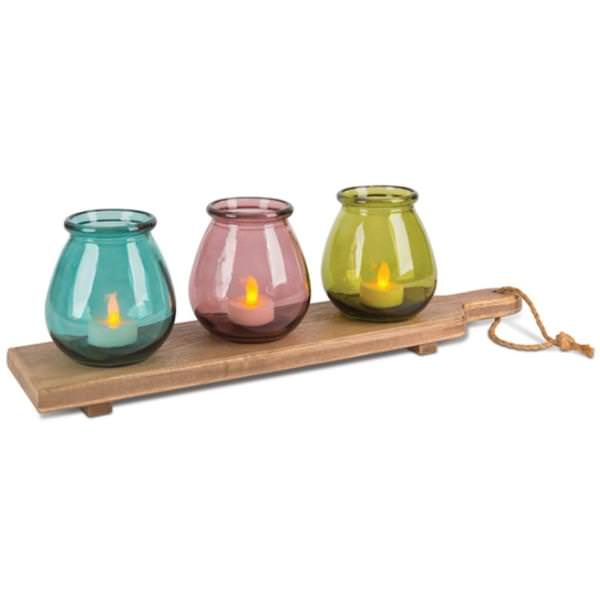 3 Votive Cups on Paddle