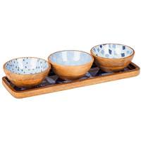 Gerson Mango Wood Tray and Dip Bowls (4 piece)