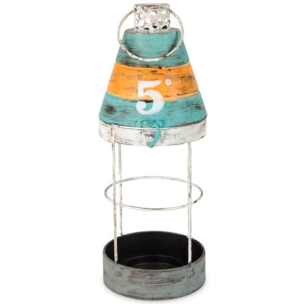 14.2" x 5.3" Metal Caged Buoy Shaped Candle Holder