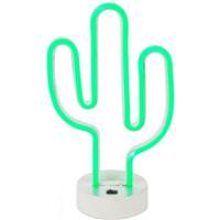 Gerson 12.5" Neon Lighted Green LED Cactus