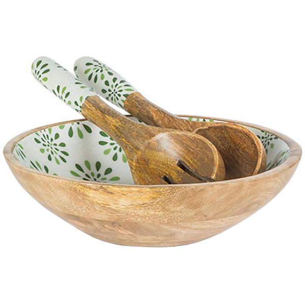 Mango Wood Bowl with Server Set (3 piece)