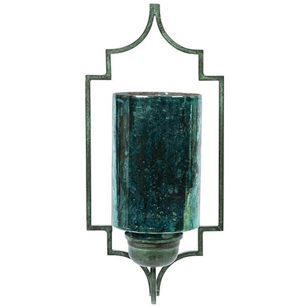 17" Verdigris Glass Wall Sconce