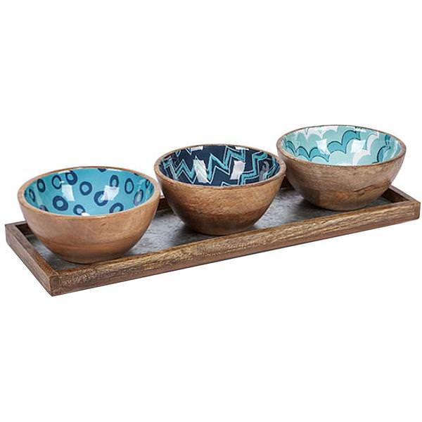 Mango Wood Tray and Bowls (4 piece)