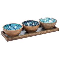 Gerson Mango Wood Tray and Bowls (4 piece)