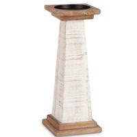 Gerson 13.6" White Wood Candle Holder