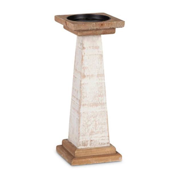 12" White Wood Candle Holder