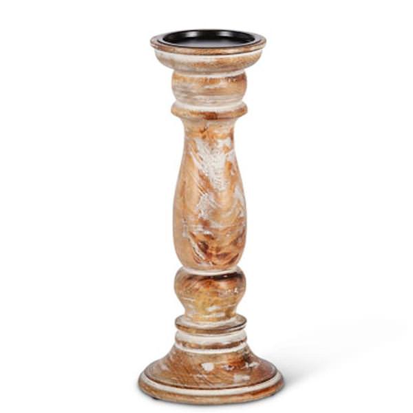 12" White Wash Candle Holder