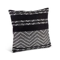 Gerson 18" Black and Ivory Woven Cotton Pillow