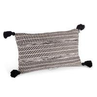 Gerson 21" Black and Ivory Woven Cotton Pillow