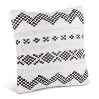 Gerson 18" Black and Ivory Woven Cotton Pillow