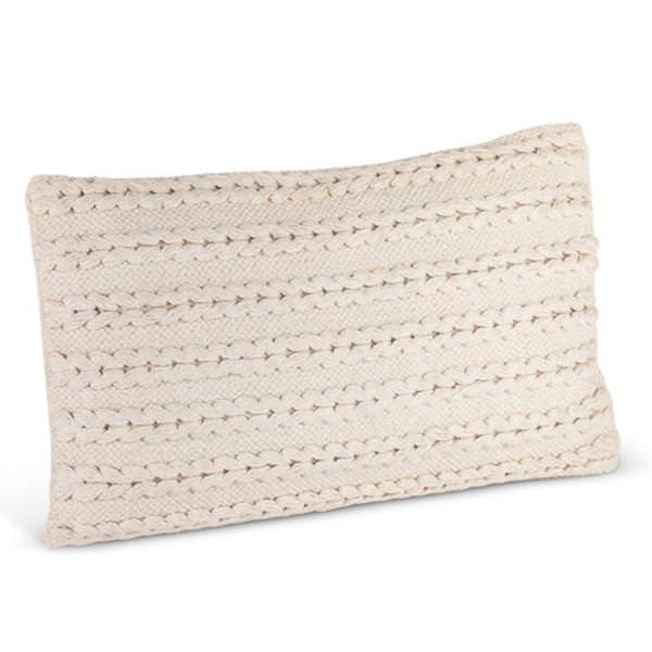21" Ivory Woven Cotton Pillow
