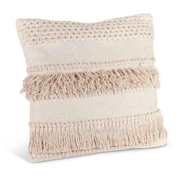 18" Ivory Woven Cotton Pillow