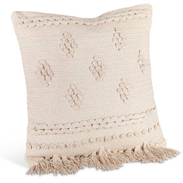 18" Ivory Woven Cotton Pillow