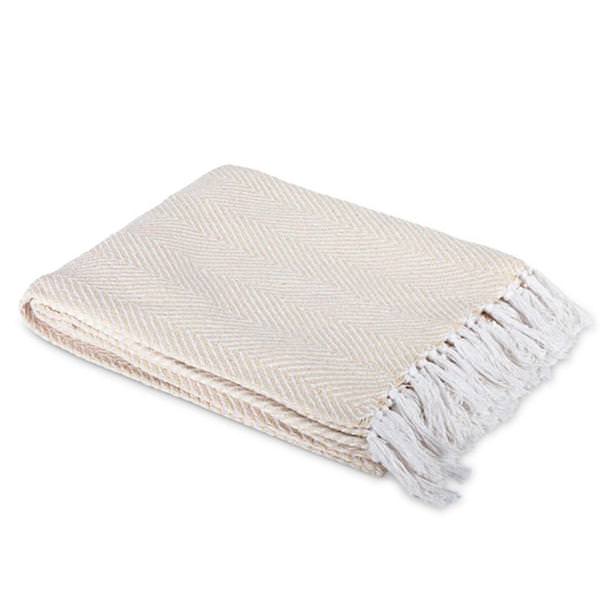 60" x 50" Ivory Woven Cotton 