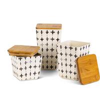 Gerson 28.5" Bamboo and Metal 3 Tier Basket (Set of 3)