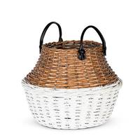 Gerson 13.8" White and Wood 2 Tone Basket