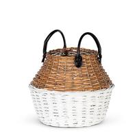 Gerson 12.6" White and Wood 2 Tone Basket