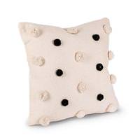 Gerson 18" Ivory and Black Woven Cotton Pillow
