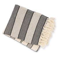 Gerson 60" x 50" Navy and Ivory Woven Cotton 