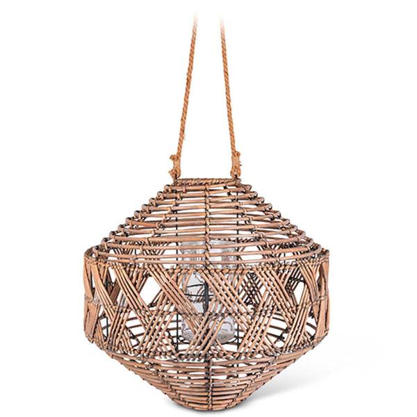 18.5" x 19.7" Metal and Gray Lantern with Glass Cylinder 