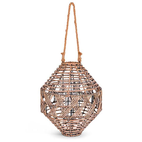 16.5" x 14.2" Metal and Gray Lantern with Glass Cylinder 