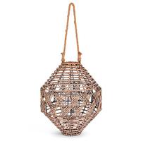 Gerson 16.5" x 14.2" Metal and Gray Lantern with Glass Cylinder 