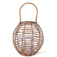 Gerson 15" Metal and Gray Lantern with Glass Cylinder 