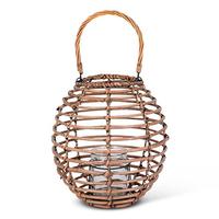 Gerson 14.2" Metal and Gray Lantern with Glass Cylinder 