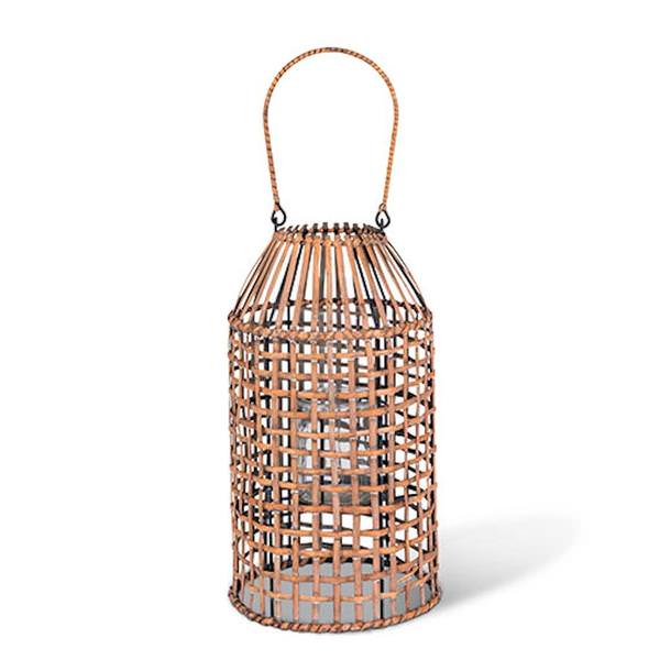 14" Metal and Gray Lantern with Glass Tube