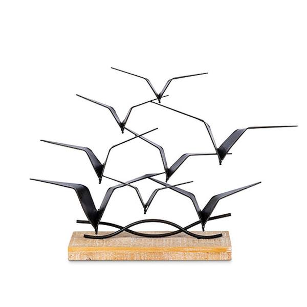 19.8" Metal and Wood Bird Figurine