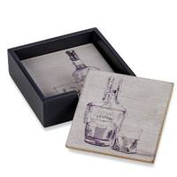 Gerson Beverage Design Black Storage Box Coasters (Set of 5)