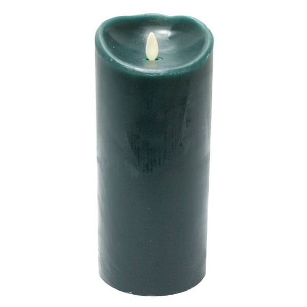 4" x 9" Forest Green (Pine Scent) Wavy Edge Realistic Flame Battery Operated LED Wax Candle Light with Timer
