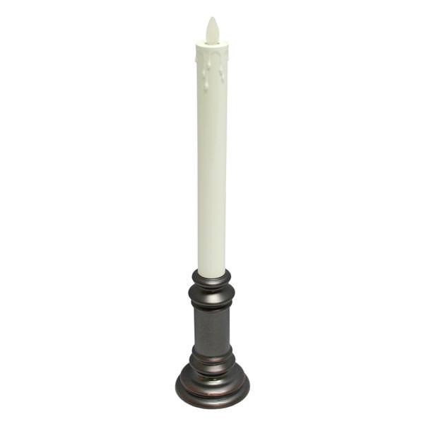 13" Battery Operated Brushed Bronze Unscented Taper Candle Light with Timer
