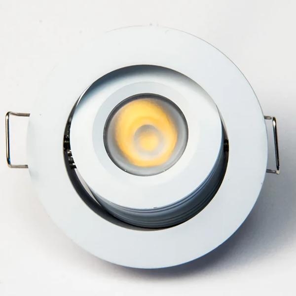 2.8" 6 watt 120 volt 3000K Natural White White Finish Adjustable Gimbal LED Mini Downlight