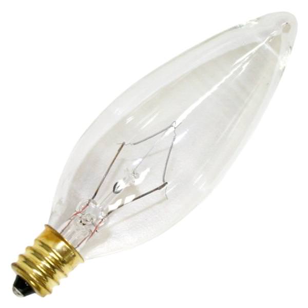 60 watt 130 volt B10 Candelabra Screw Base Clear